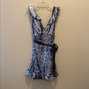 Free People Blue Sequin Sleeveless Dress